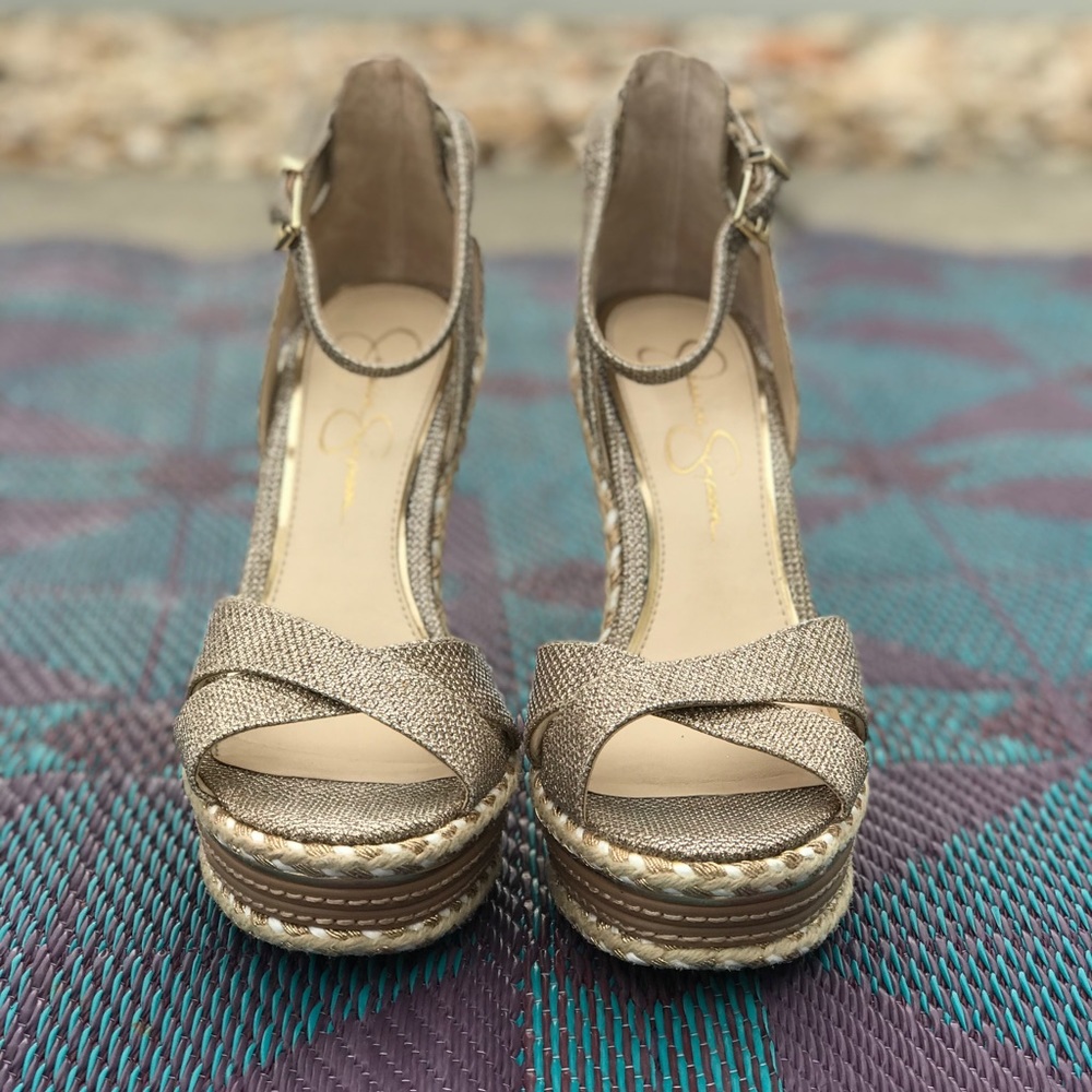 Jessica Simpson Ahnika Wedge Gold Sandals